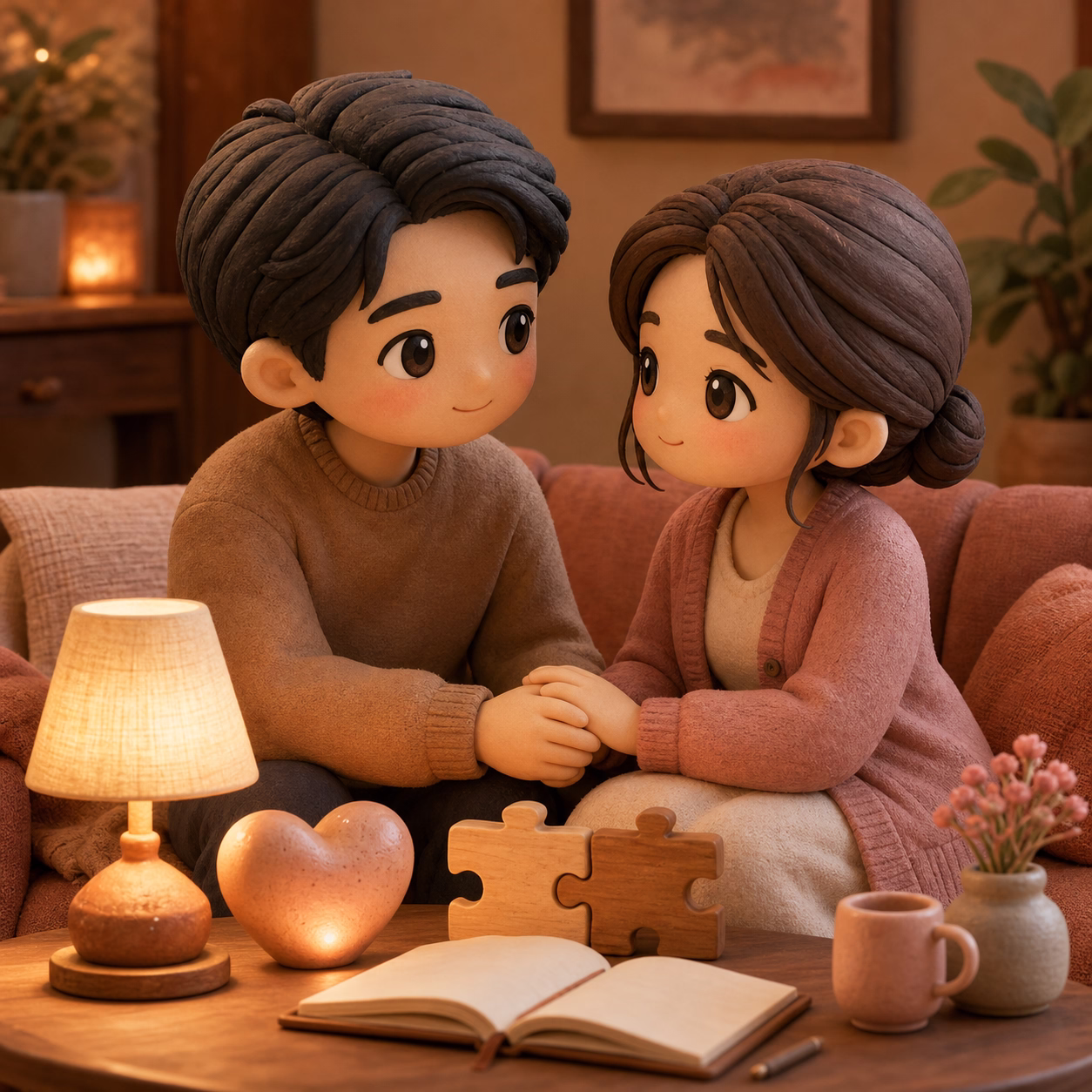 夫妻和合法術與婚姻感情挽回諮詢示意，象徵夫妻恩愛與家庭和睦